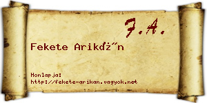 Fekete Arikán névjegykártya